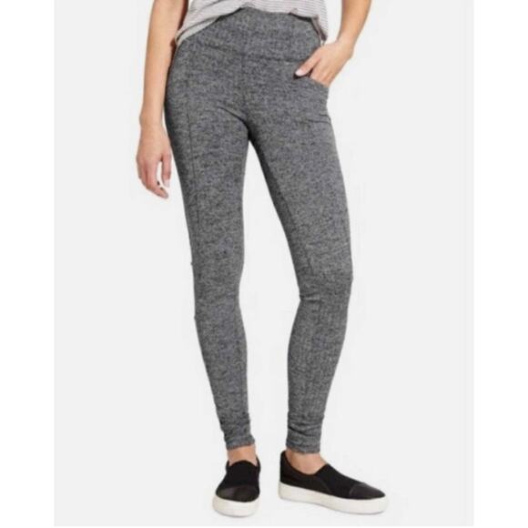 Athleta Herringbone Metro High Waisted Leggings Pockets Gray Black M - Picture 1 of 7